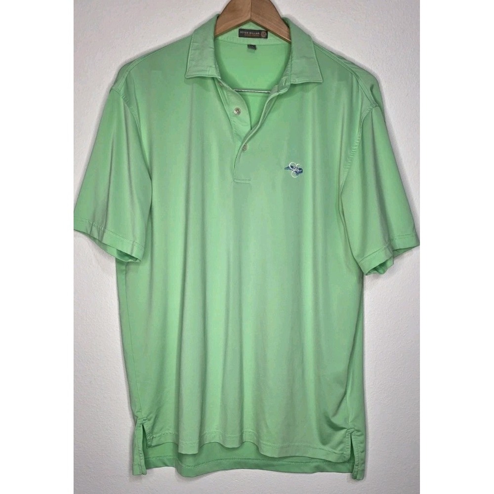 Peter Millar Summer‎ Comfort Green Polo Golf Shirt Men M Carolina Performance